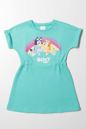 Bluey Turn Up Sleeve Dress Blue
