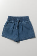 Chambray Pull On Shorts Blue
