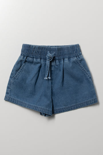 Chambray Pull On Shorts Blue