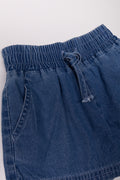 Chambray Pull On Shorts Blue (1)