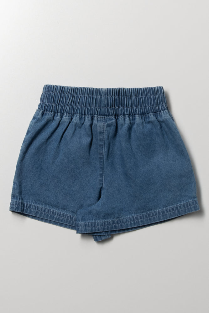 Chambray Pull On Shorts Blue (2)