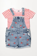 Strawberry Dungaree Set Blue
