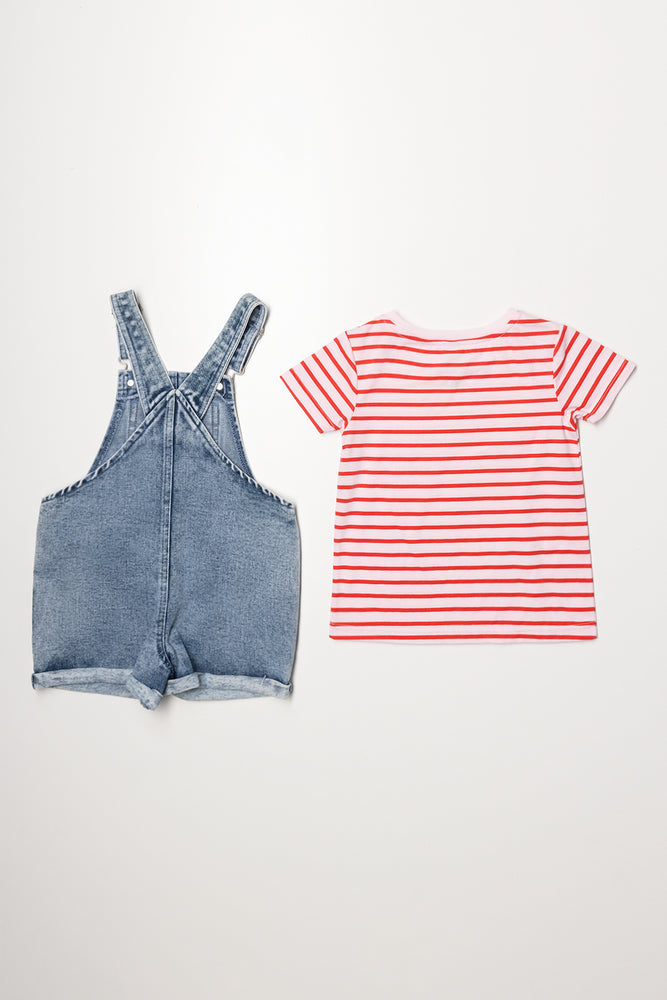 Strawberry Dungaree Set Blue (3)