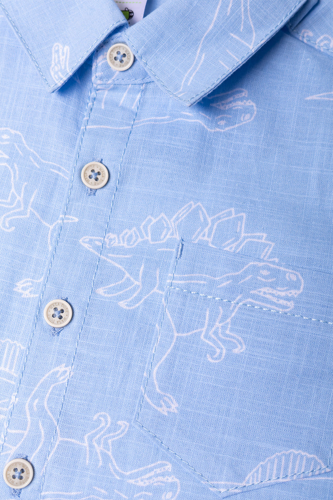 Short Sleeve Linen Blend Shirt Blue (1)