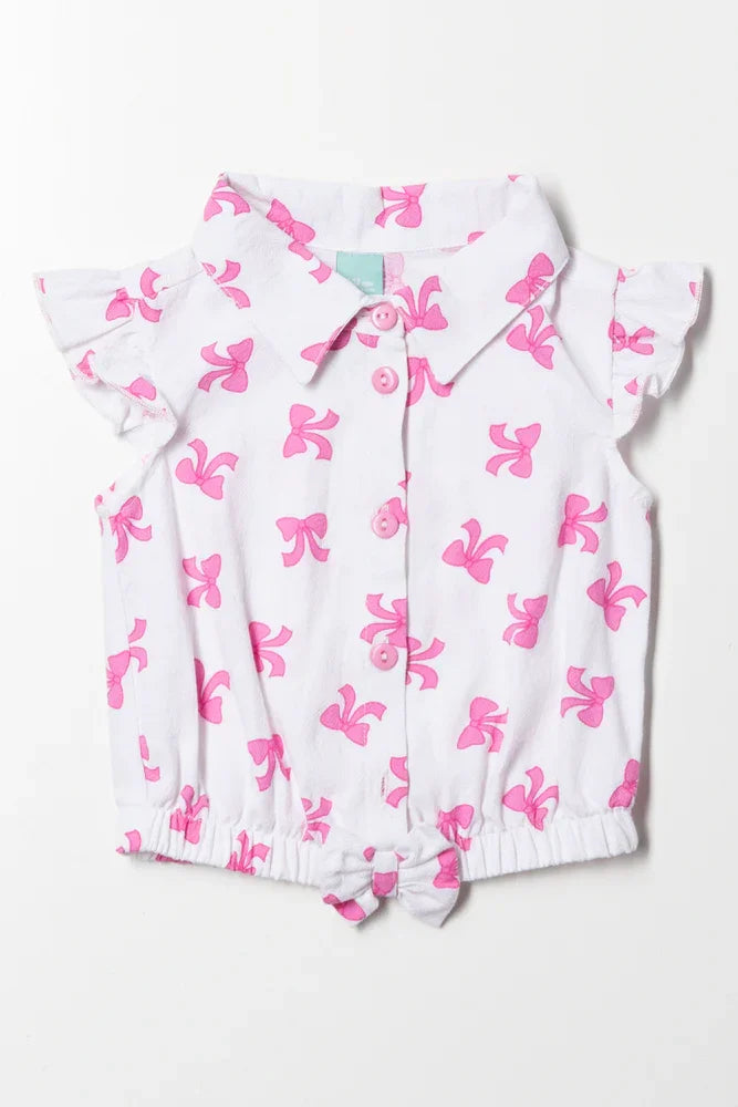 Front Tie Top White