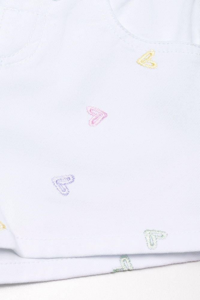 Embroidered Denim Short White (1)