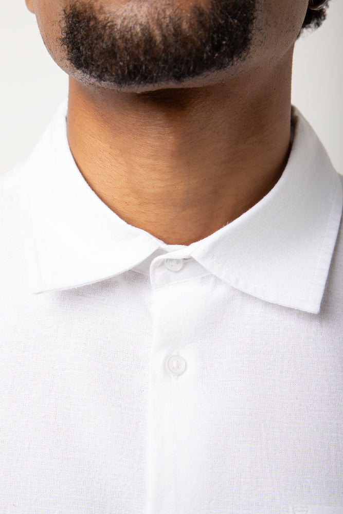 Long Sleeve Linen Blend Shirt White (4)