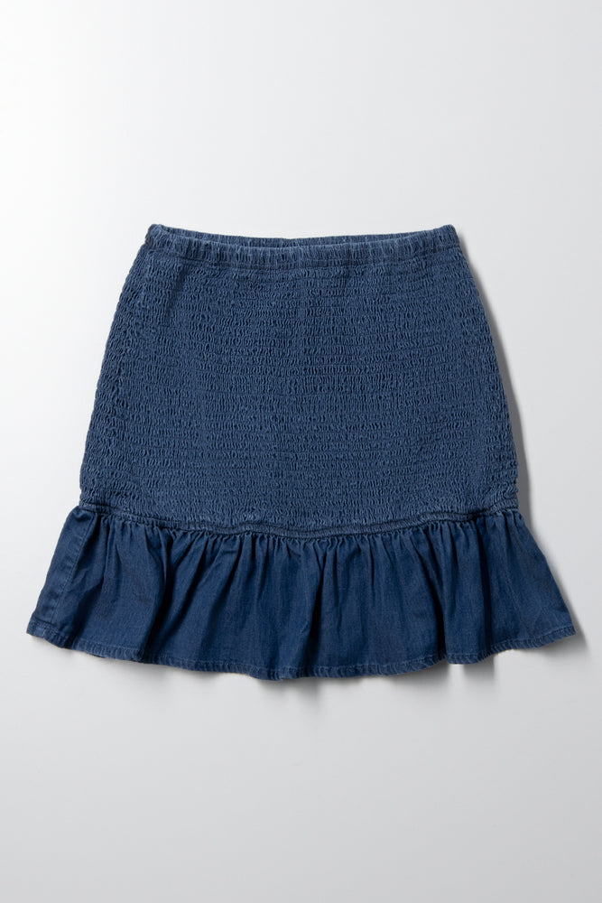 Denim Skirt With Frill Blue