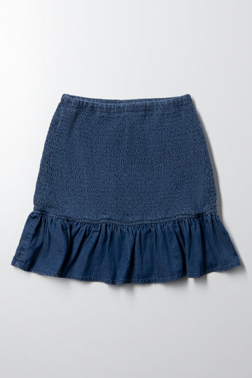 Denim Skirt With Frill Blue