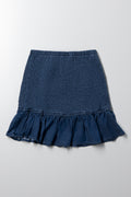 Denim Skirt With Frill Blue (2)