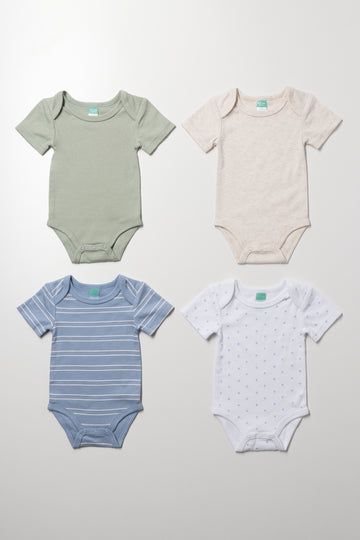 4 Pack Short Sleeve Vests Multicolour