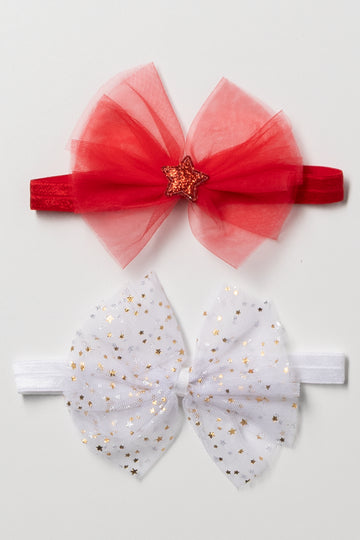 2 Pack Christmas Headbands Red And White