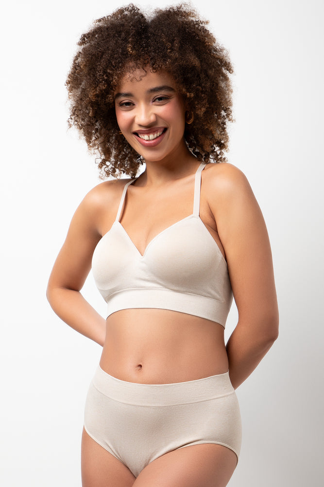 2 Pack Seam Free Bralette Navy & Natural (2)