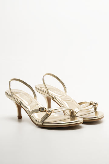 Strappy Kitten Heels Gold