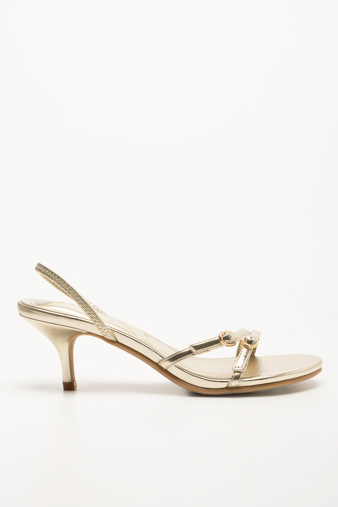 Strappy Kitten Heels Gold