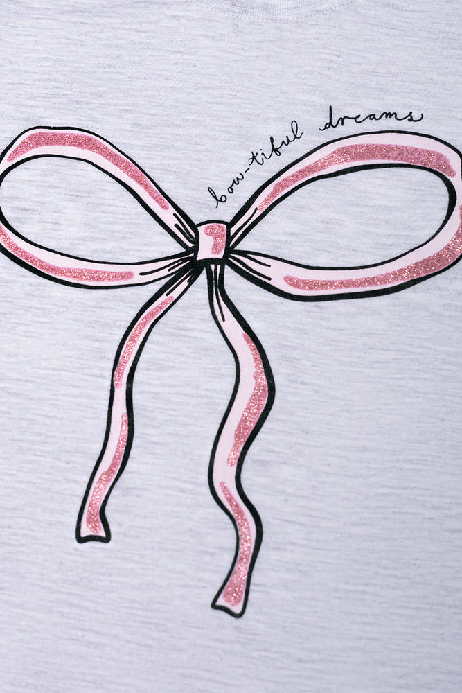 Bow Pyjama Set Grey And Pink (1)