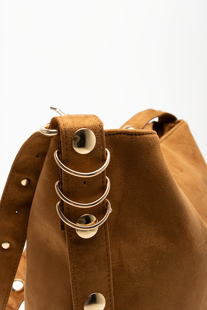 Studded Shoulder Strap Bag Tan (3)