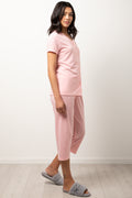 Spotty Capri Pyjama Set Pink (1)