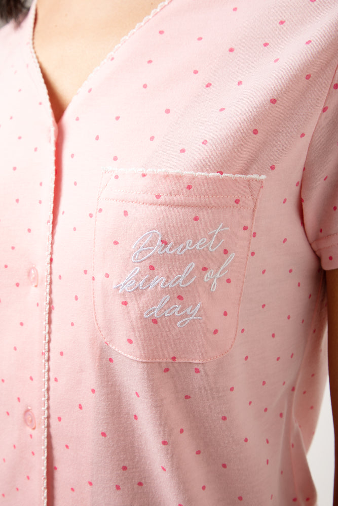 Spotty Capri Pyjama Set Pink (3)