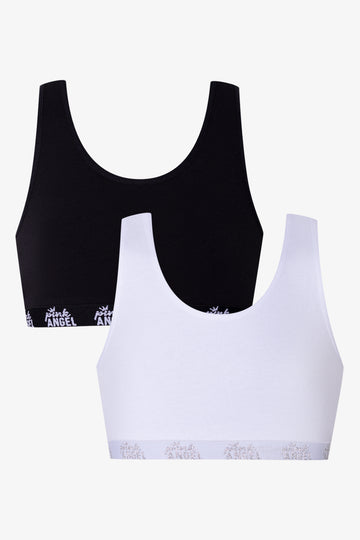 2 Pack Racerback Bras White And Black