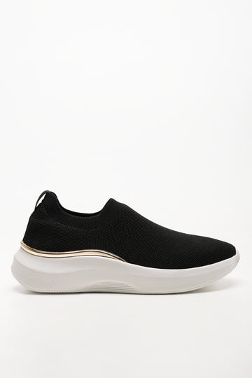 Knit With Metal Trim Trainers Black