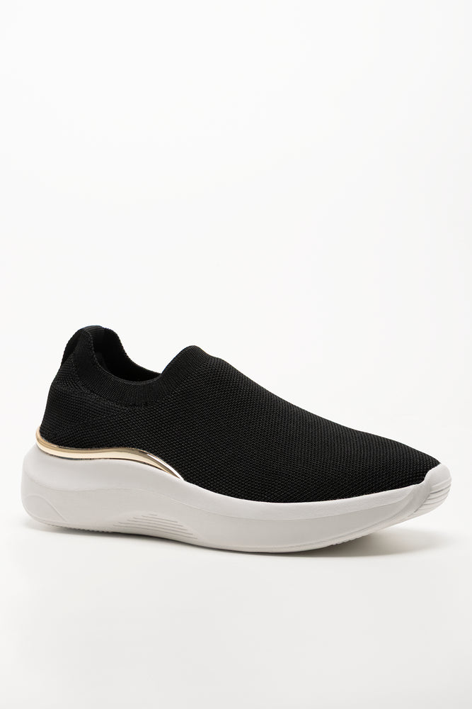 Knit With Metal Trim Trainers Black (1)
