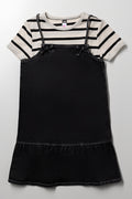 Strappy Dress And T-Shirt Set Black
