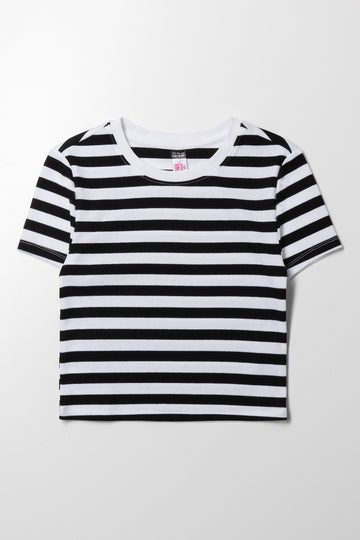 Stripe Short Sleeve T-Shirt Black And White