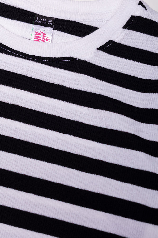 Stripe Short Sleeve T-Shirt Black And White