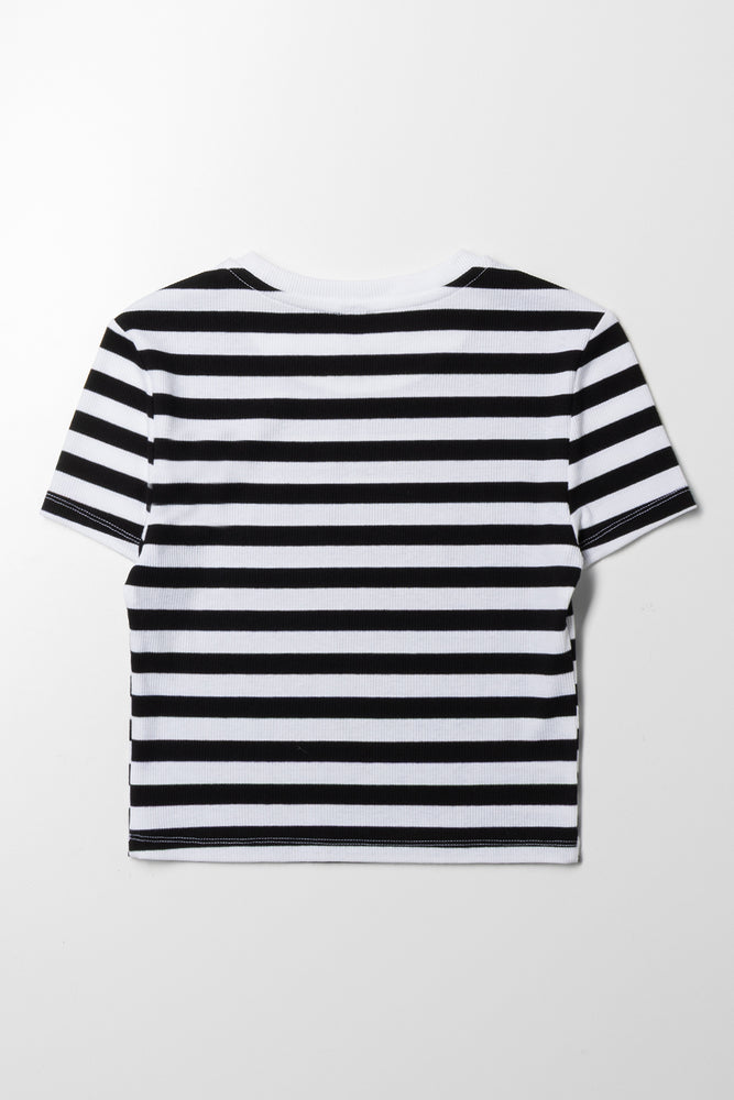 Stripe Short Sleeve T-Shirt Black And White (2)