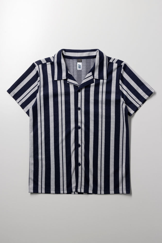 Stripe Short Sleeve Shirt Navy