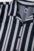 Stripe Short Sleeve Shirt Navy (1)
