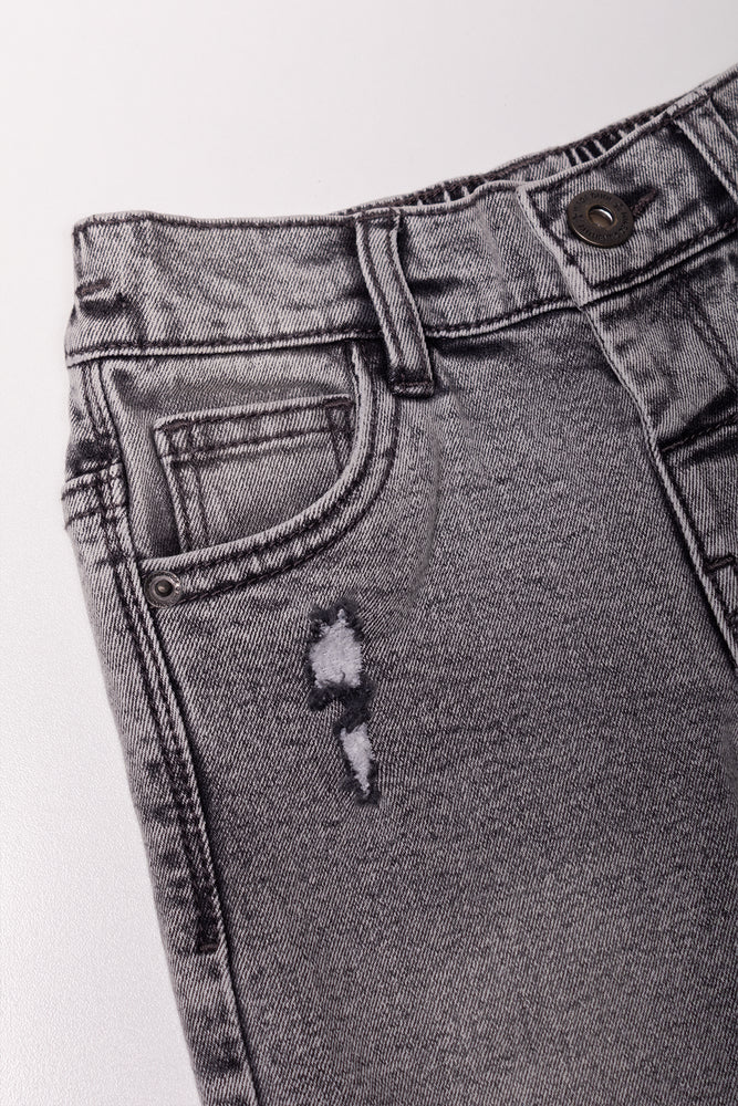 Rip And Repair Skinny Denim Jeans Grey