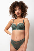 2 Pack Lace Balconette Bra Green And Natural
