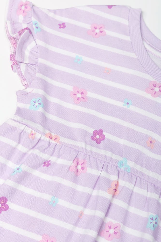 Frill Sleeve Dress Lilac (1)