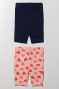 2 Pack Heart Cropped Leggings Navy And Orange