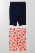 2 Pack Heart Cropped Leggings Navy And Orange (2)