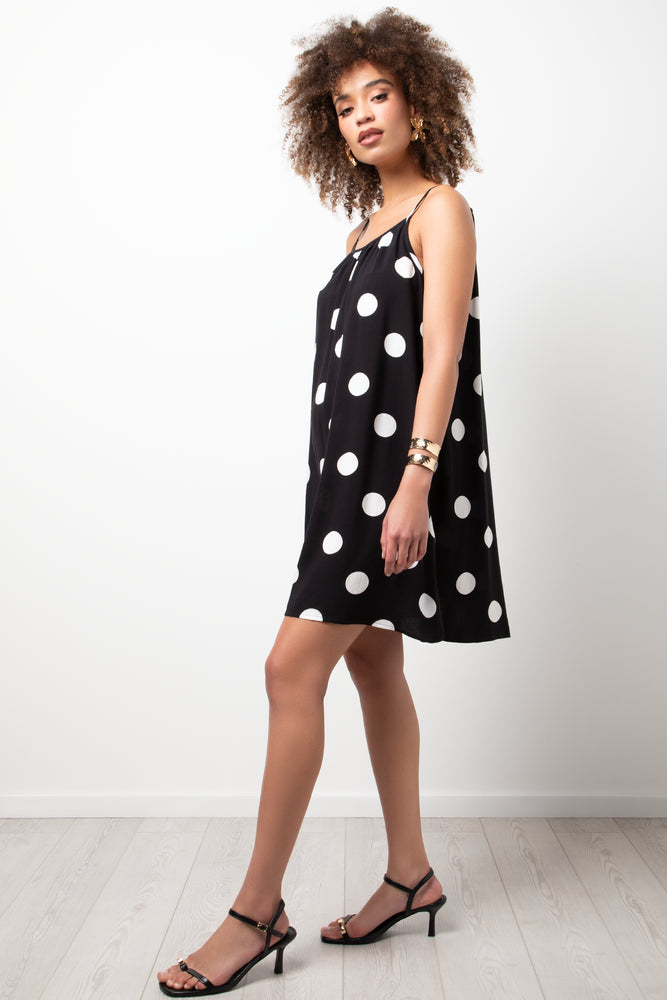 Spot Strappy Dress Black And White (1)