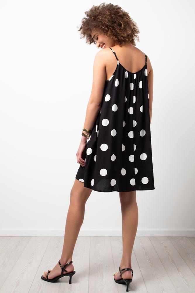 Spot Strappy Dress Black And White (2)