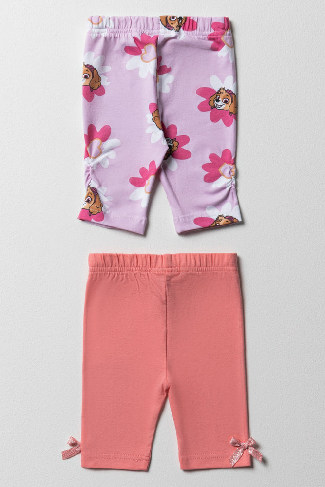 Paw Patrol 2 Pack Cropped Leggings Pink (3)