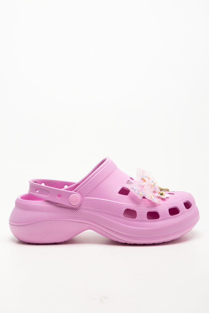 Bow Charm Clogs Pink (1)