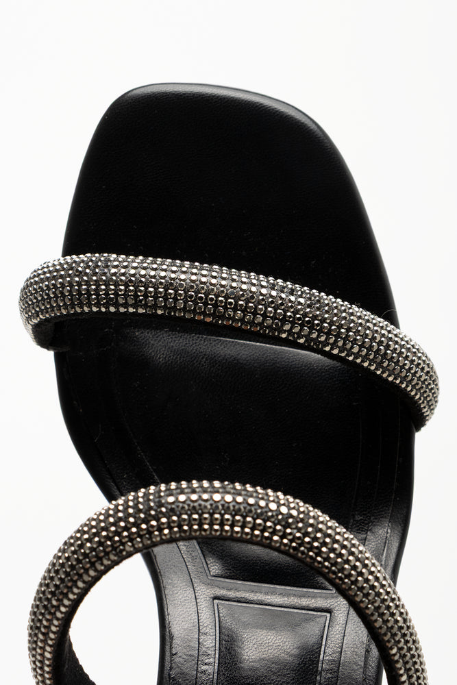 Diamante Mule Block Heel Black (4)