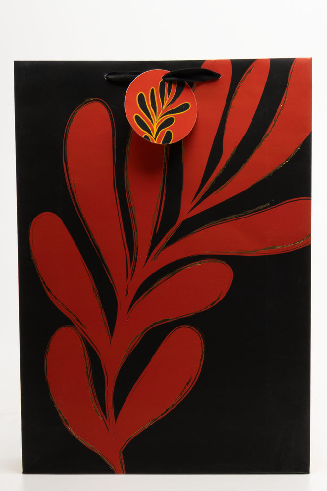 'Red Leaf' Gift Bag Extra Large Black