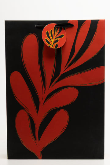 'Red Leaf' Gift Bag Extra Large Black