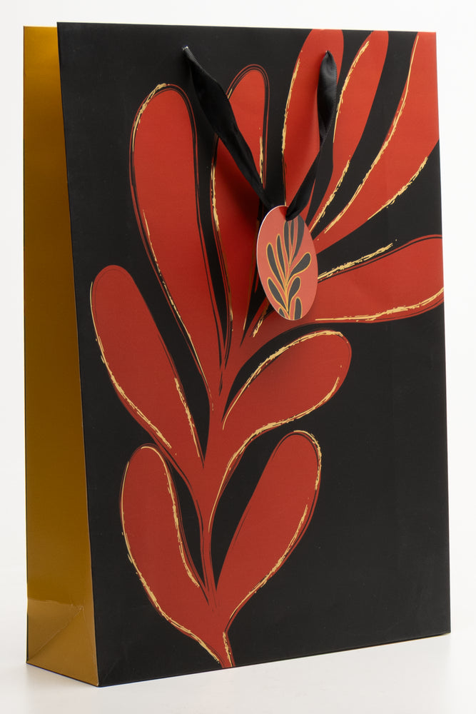 'Red Leaf' Gift Bag Extra Large Black
