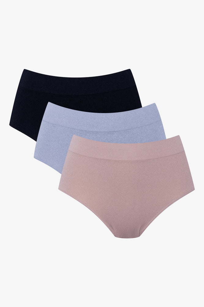 3 Pack Seamfree Briefs Black, Grey And Natural