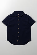 Linen Short Sleeve Shirt Navy