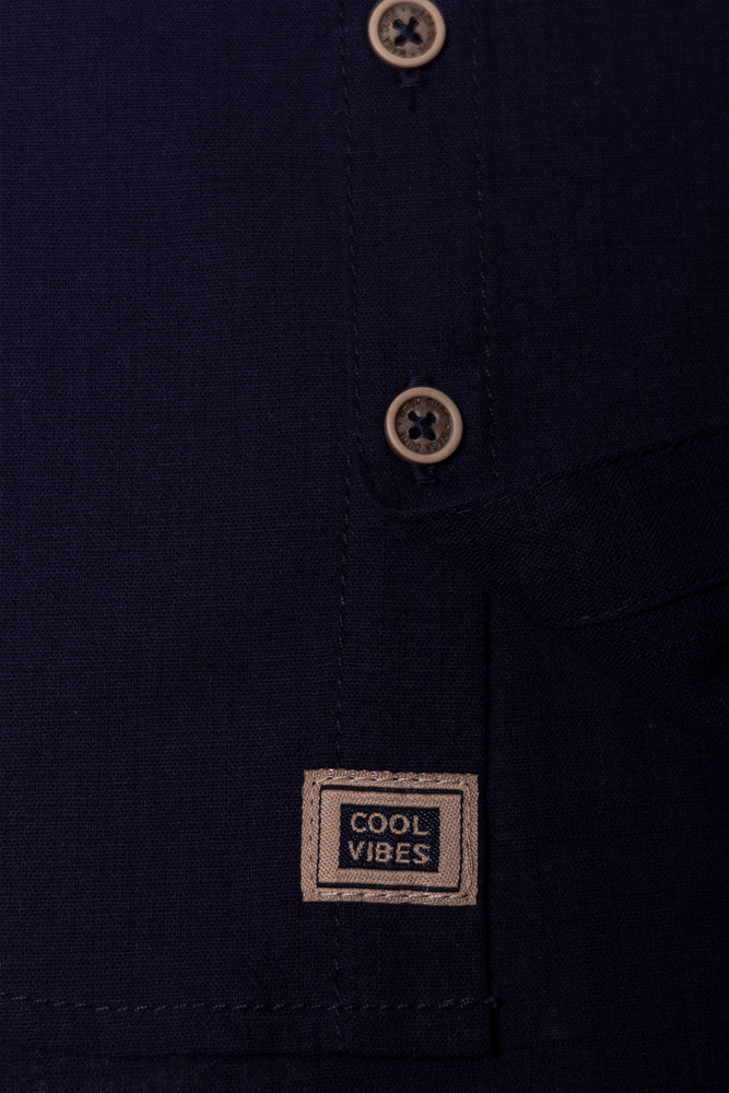 Linen Short Sleeve Shirt Navy (2)