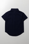 Linen Short Sleeve Shirt Navy (3)