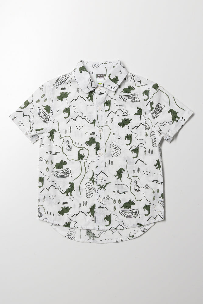 Dino Adventure Short Sleeve Shirt White